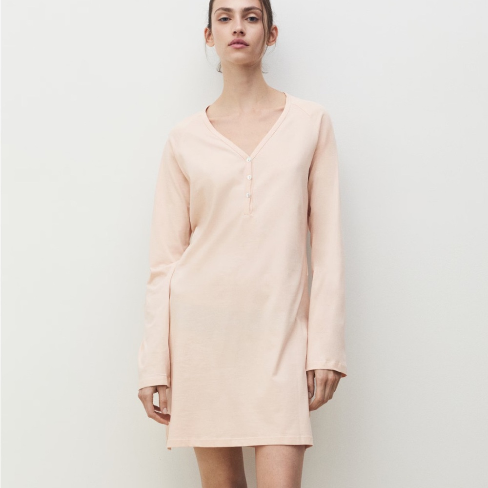 Mango pure cotton minimalist cotton Peach Mini Night gown Dress